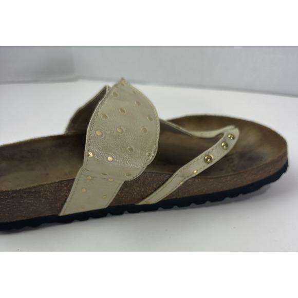 Betula Birkenstock Bombay Leaf Studded Sandals Womens 9 EU 40 Beige Cream Slides - Picture 9 of 16